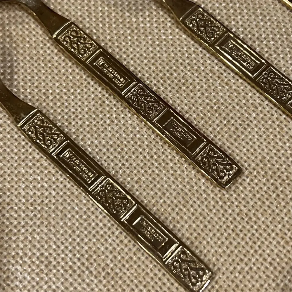 LIFETIME Cutlery Stainless Korea Electroplate GOLD (6) Small Spoons 4.5” EUC